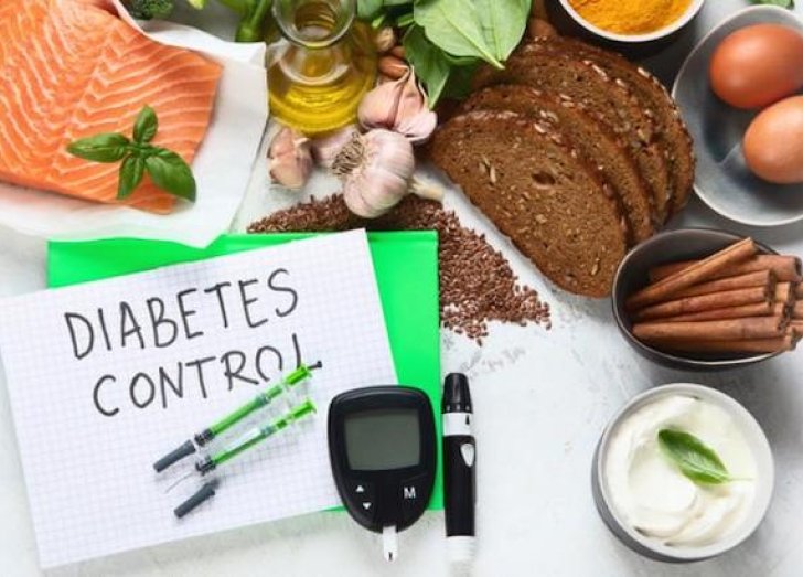 Health food display with diabetic medicine. 