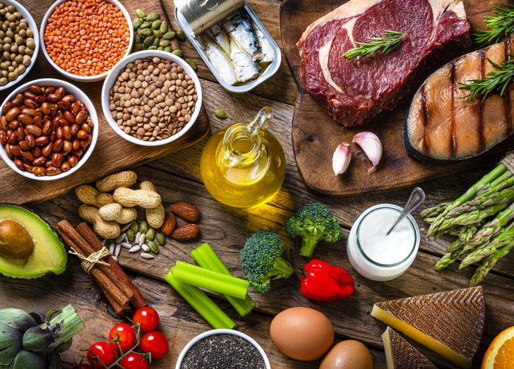 food on a table.