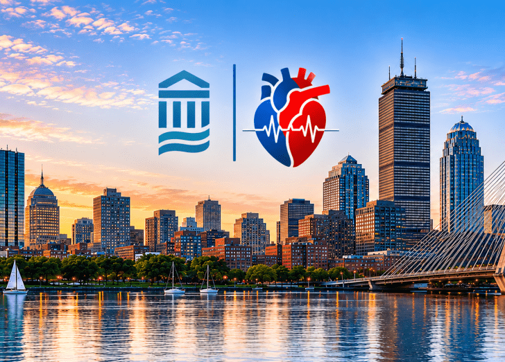 image of boston skyline with the MGH logo and an image of a heart.