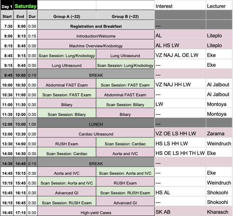 A PDF of the first days agenda. 