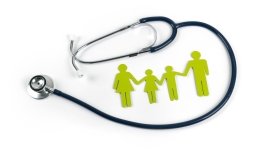 Family paper cut-out with stethoscope