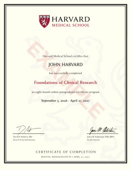 An example of a Foundations of Clinical Research certificate.